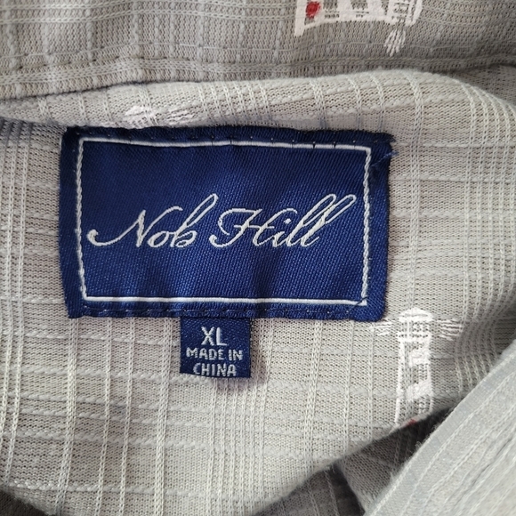 Nob Hill Gray Short Sleeve Waffle Textured Lighthouse Embroidered Shirt Size XL - Picture 5 of 7